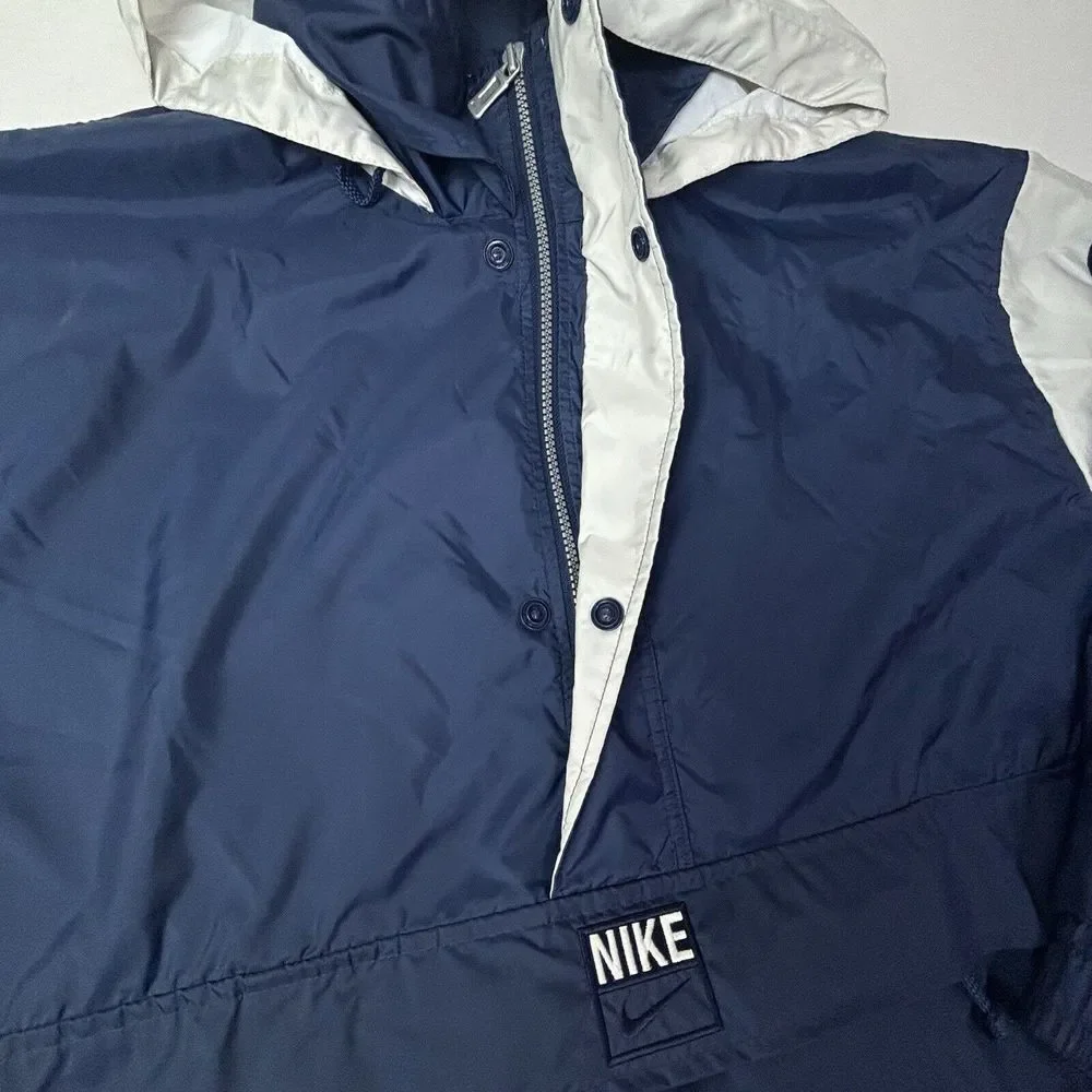 Vintage Nike Half Zip Pullover Windbreaker Convert Hood Large Sports Classic EUC